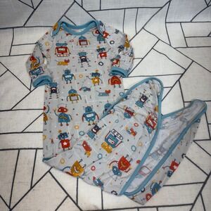 Little Sleepies Knotted Gown Newborn Gray Robot Bamboo Viscose Sleeper